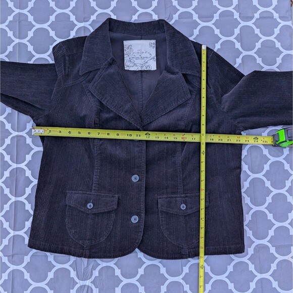 Sonoma Women's Plus Size 1X Black Corduroy Button Front Jacket Blazer Pockets - Picture 6 of 9
